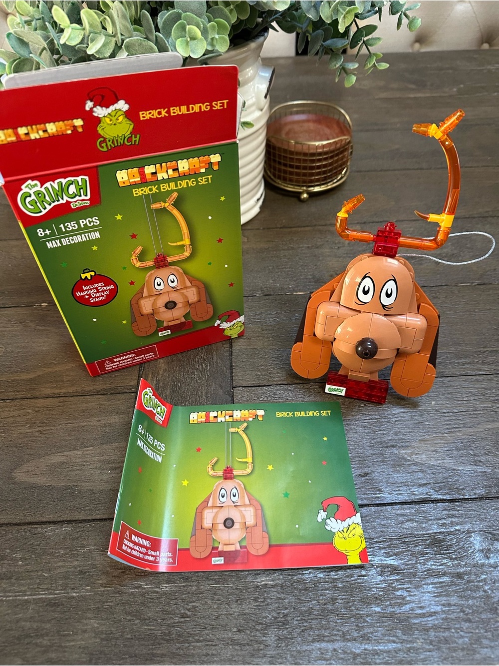Brick Head Dog Ornament - Brown Kids Building Set
